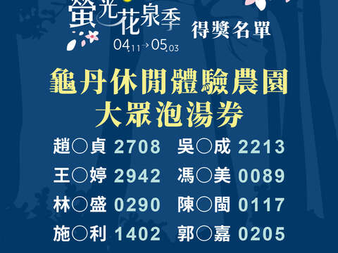 「2026萤光花泉季」委托专业服务案-中奖名单_三部曲-龟丹休闲体验农园_0