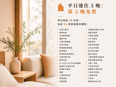 平日连住3晚，第3晚免费