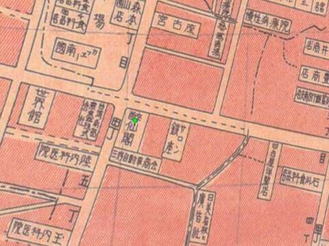 1936年〈台南职业别明细图〉中清楚标示出醉仙阁。(截图自中研院GIS中心「台湾百年历史地图」)