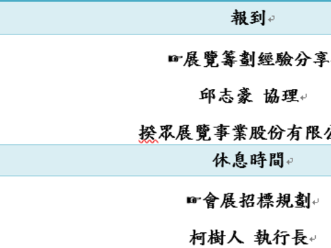 台南会展产业发展研讨会课程时间表