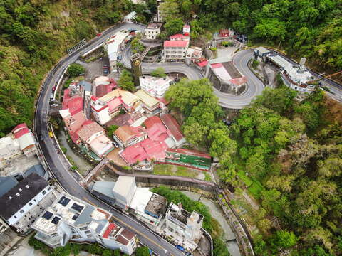 "Aerial panoramic view of Guanziling Hot Spring Valley"