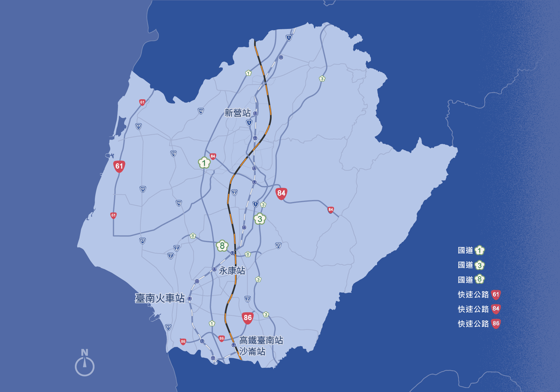 到台南高鐵示意簡圖